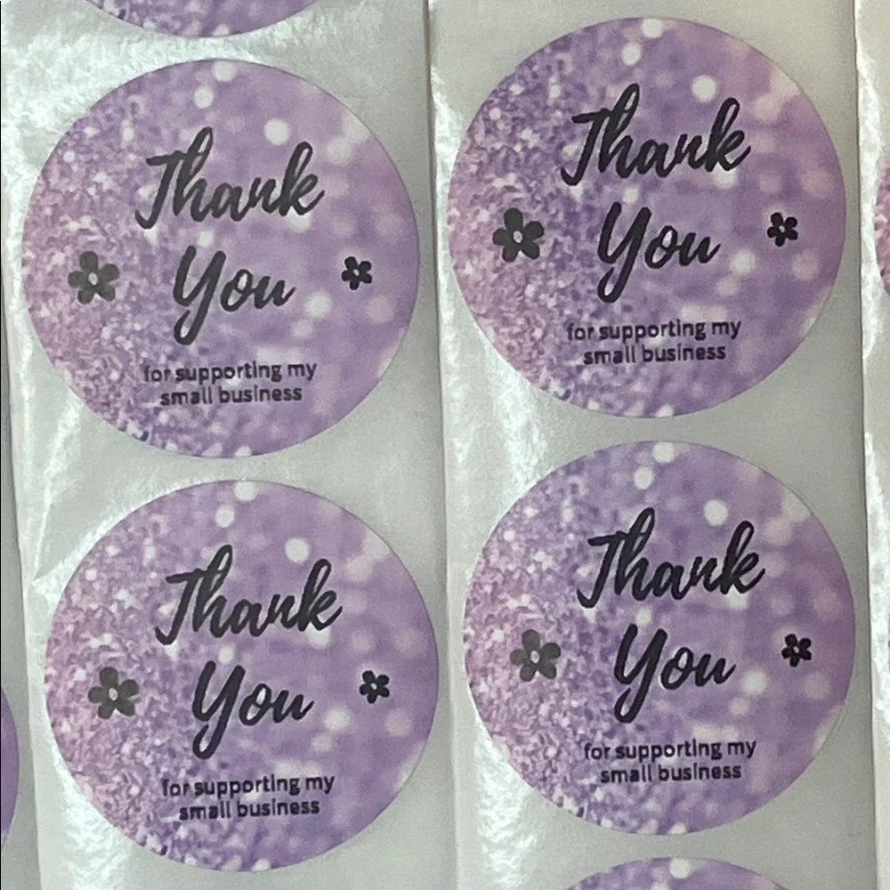 (50) 2” Purple Thank You Stickers Hand Crafted